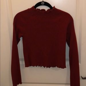 burnt orange long sleeve knit crop top